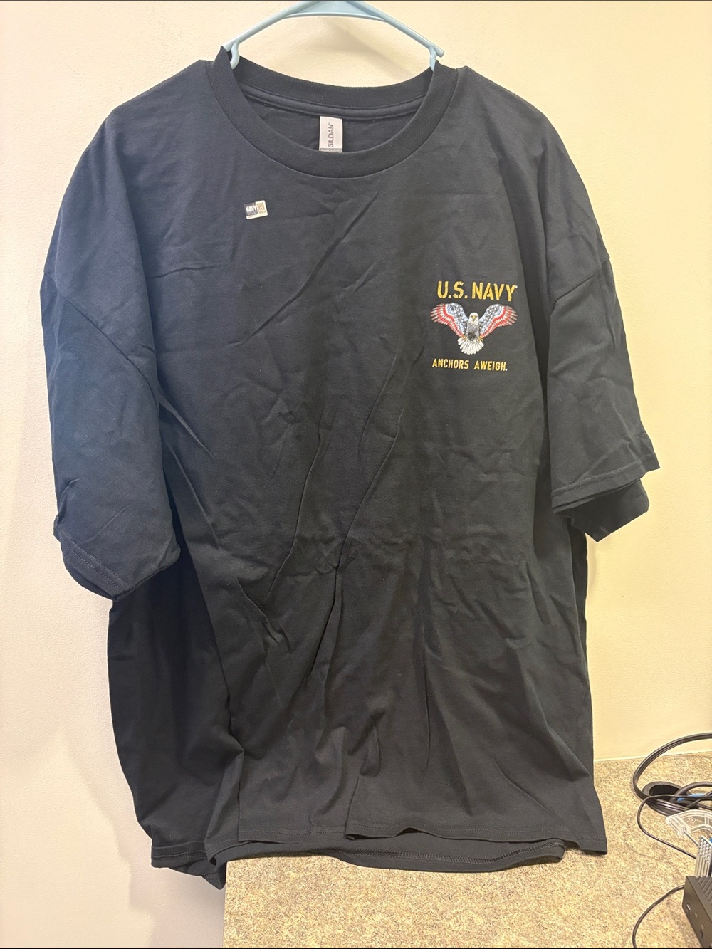 Gildan Black U.S. Navy Short Sleeve Tee with Eagle Patch